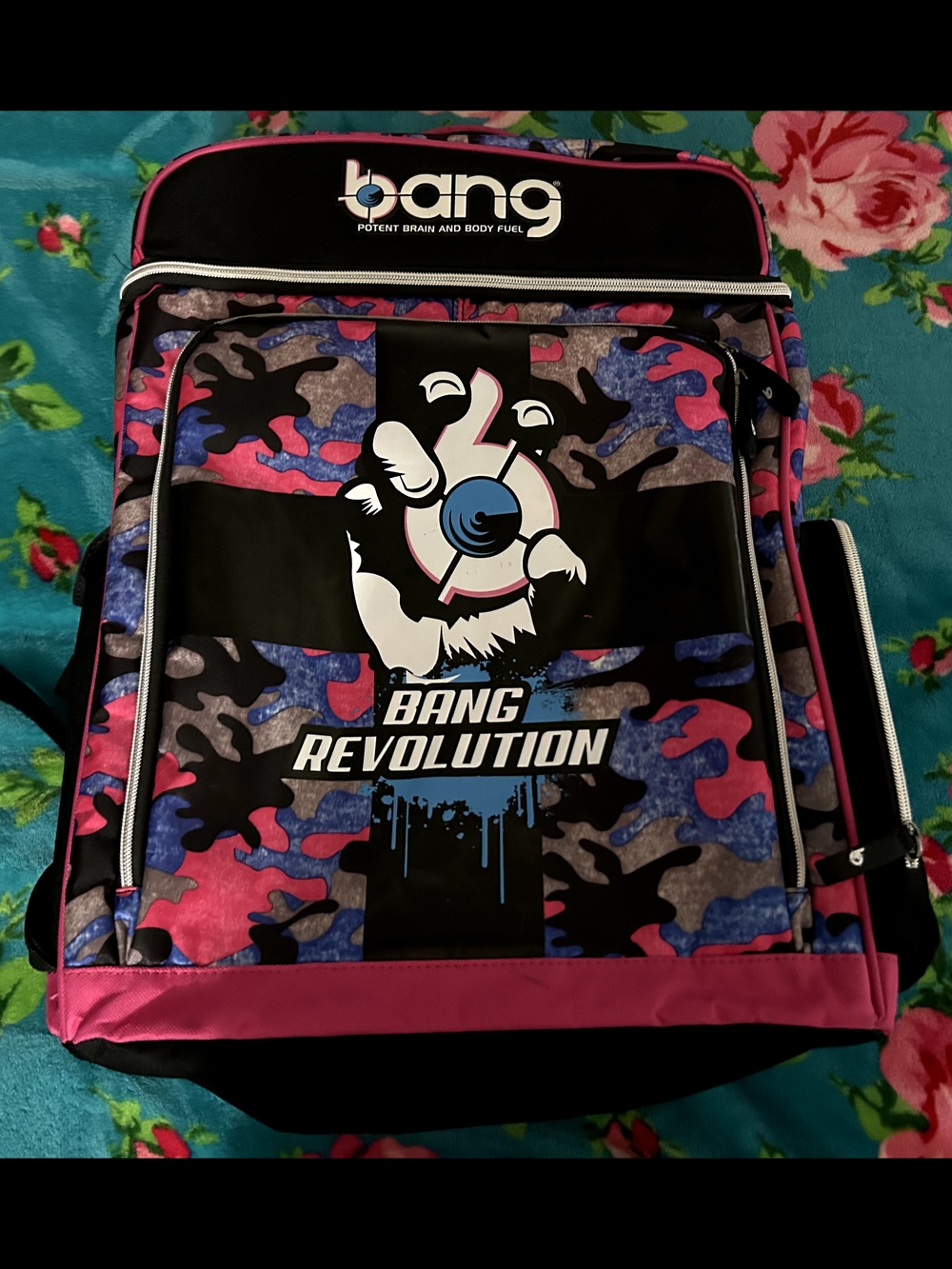 Bang Revolution Graphic Backpack - Pink & Blue Camo